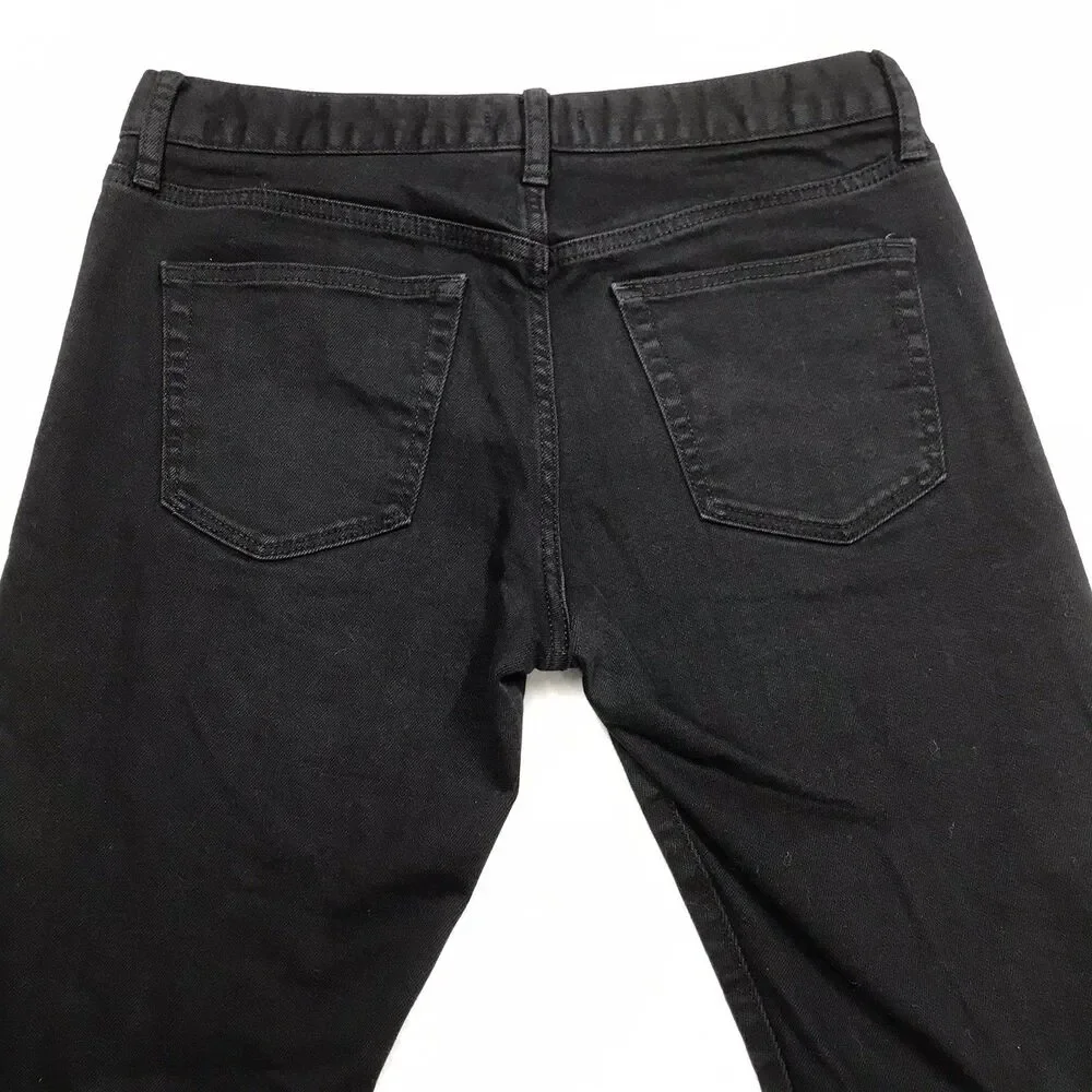 UNIQLO Selvedge Black Jeans Men 32x30 (32/32 tag) Slim Fit Straight Mid Rise
